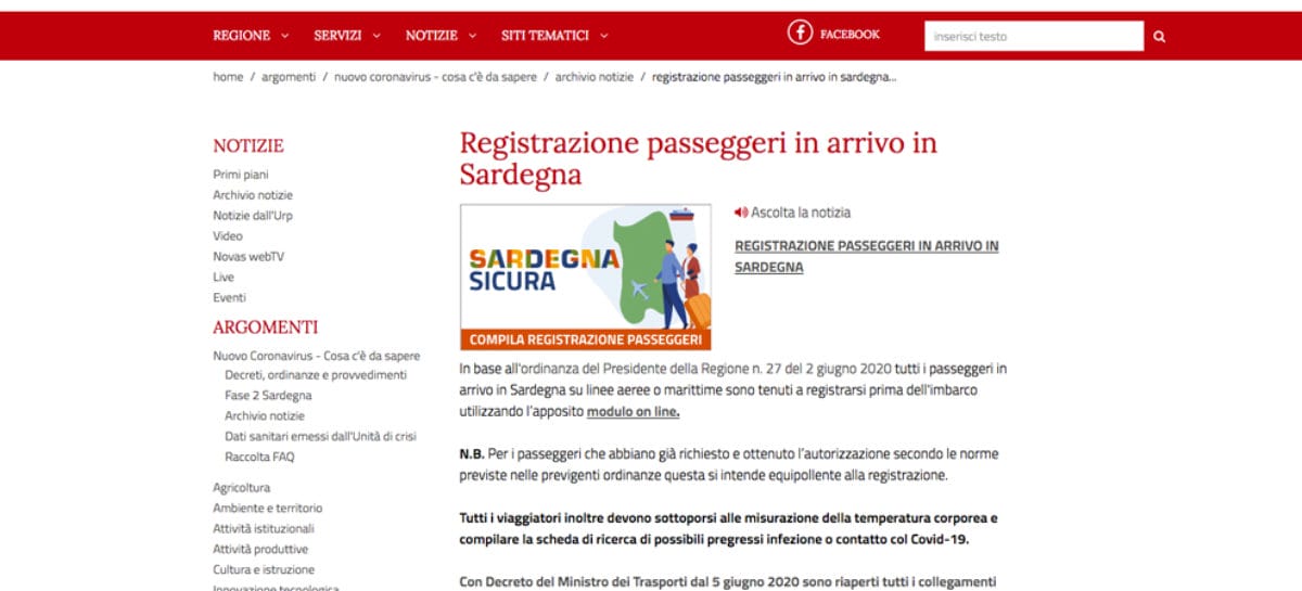 Sardegna, scatta l’obbligo di registrazione digital per i turisti