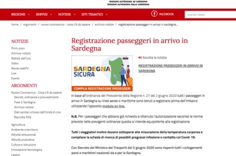 Sardegna, scatta l’obbligo di registrazione digital per i turisti