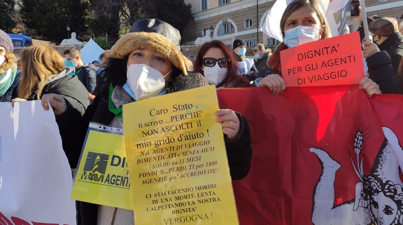 manifestazione agenti di viaggi 12 gennaio 2021