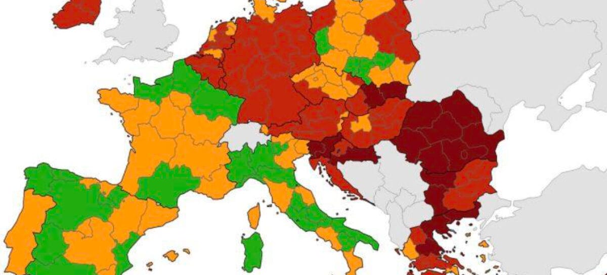 Mappa del rischio Covid: allerta in Est Europa e Uk