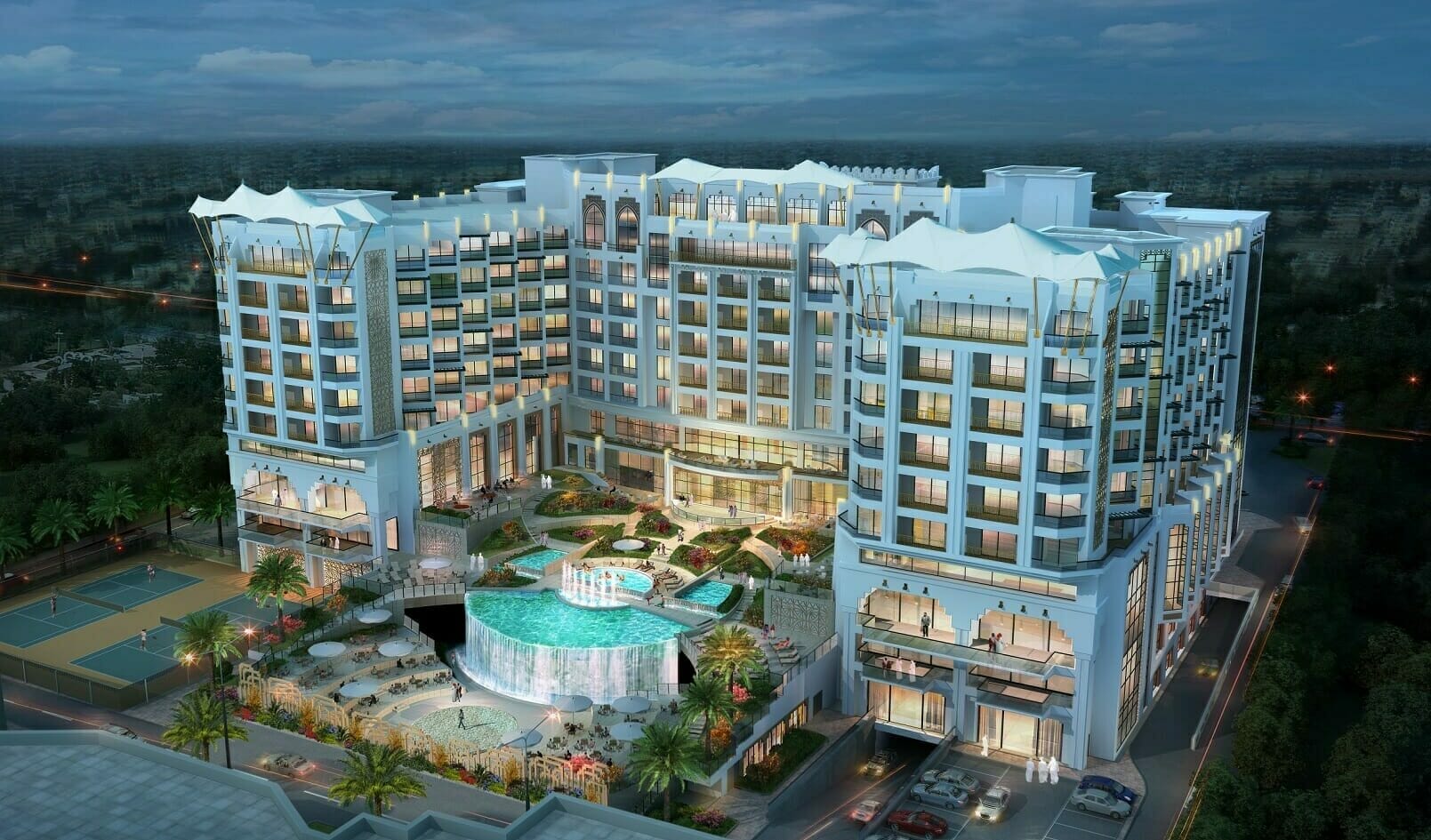 Nh Collection Doha Oasis Hotel Aerial Night View - rendering