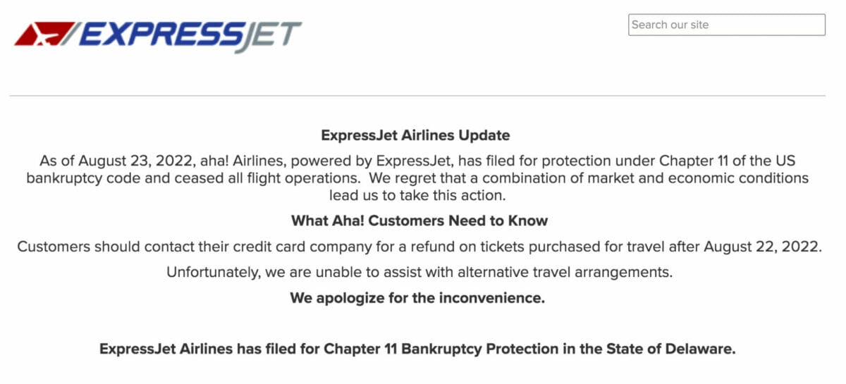 Stop ai voli ExpressJet Airlines, chiesta la protezione fallimentare