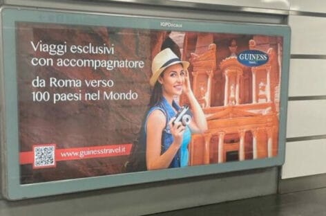 Pubblicità nelle metro di Roma per il t.o. Guiness Travel