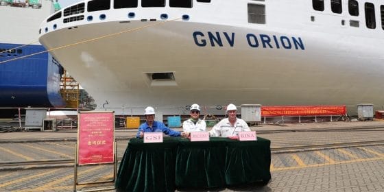 Gnv, varo tecnico in Cina del traghetto Orion