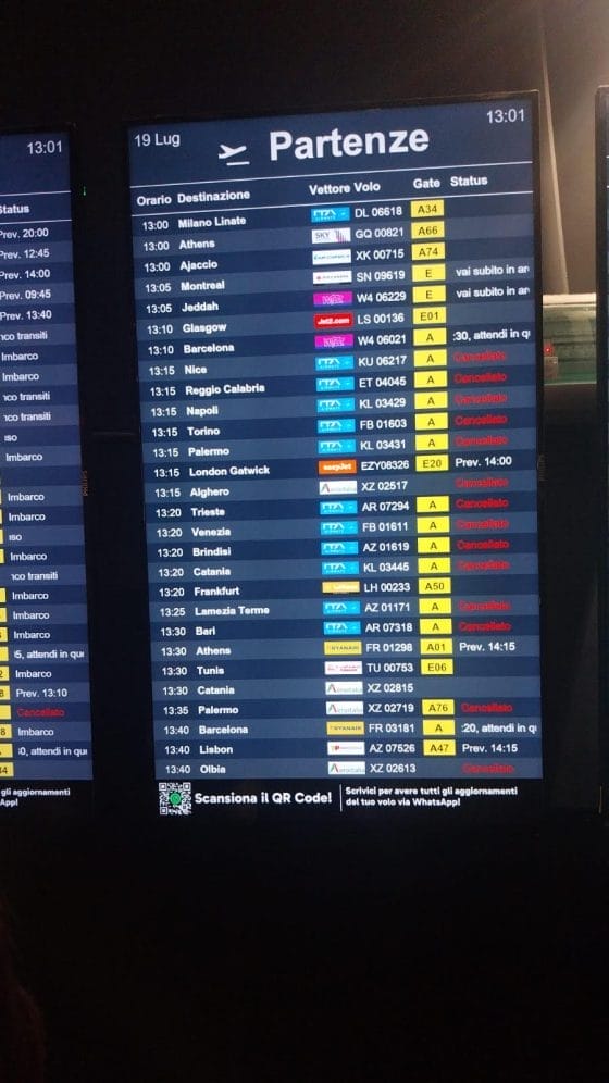 Voli cancellati Fiumicino