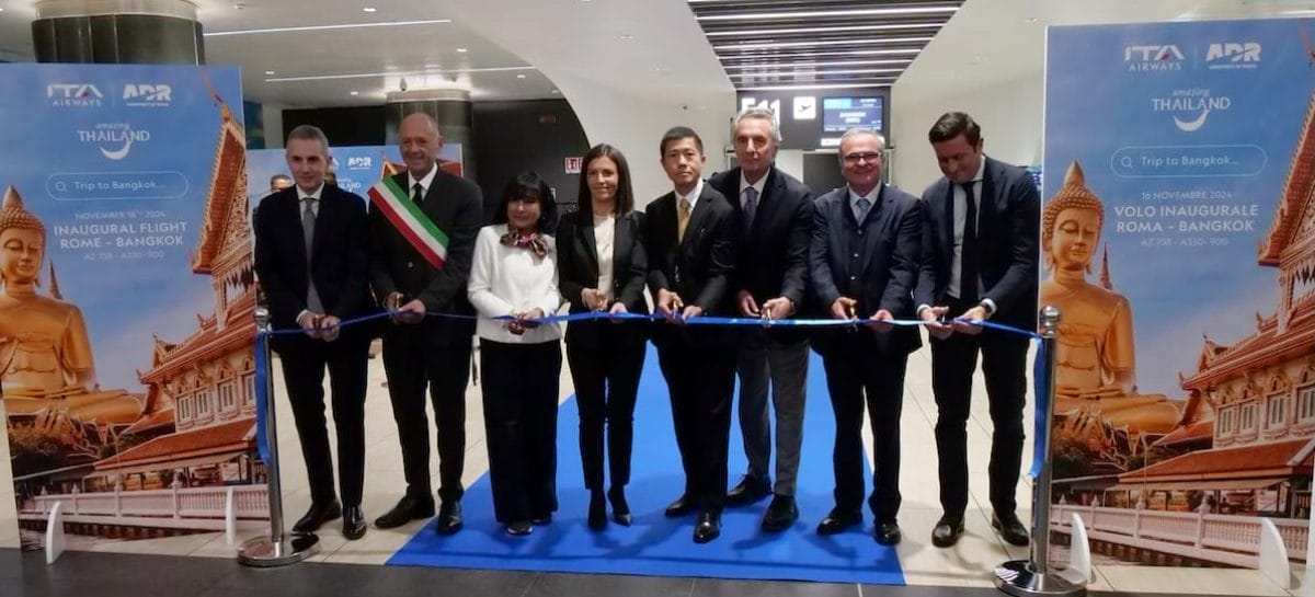 Ita Airways, inaugurata la rotta Roma Fiumicino-Bangkok