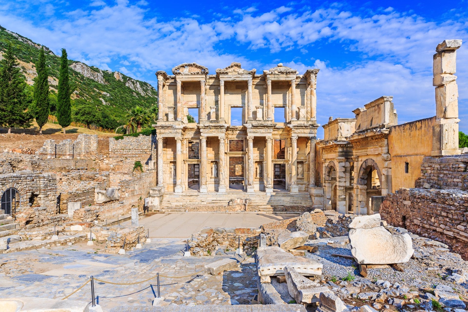 Izmir, Turkey. Library of Celsus in Ephesus Ancient city Efeso adobe