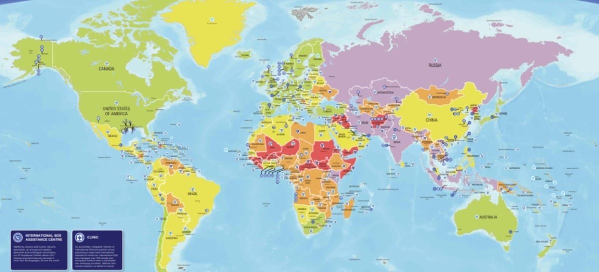 Destinazioni a rischio: la mappa di International Sos